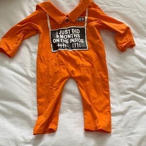 Orange Baby One-Piece Romper - 'I Just Did 9 Months' Graphic